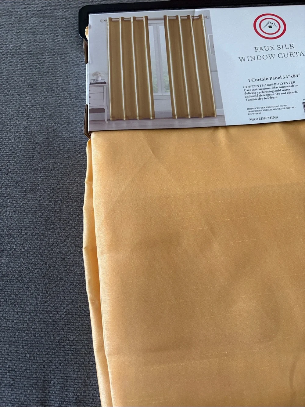 Faux Silk Curtain Panel in Gold